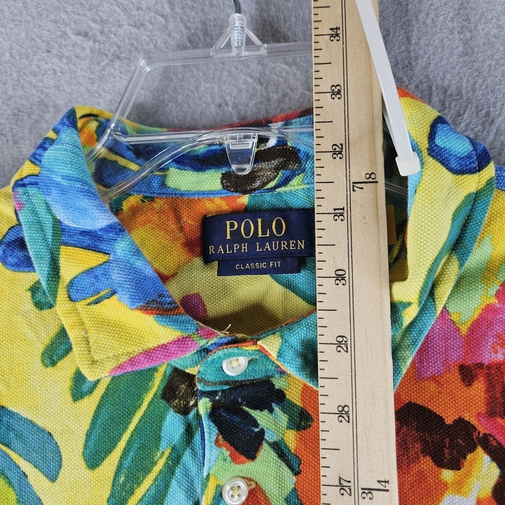 Polo Ralph Lauren Polo Shirt Mens 2XL Yellow Floral Tropical Hawaiian Print - Picture 6 of 10